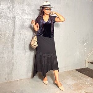 Vintage Net Detail Flare MIDI Skirt, Fits 12